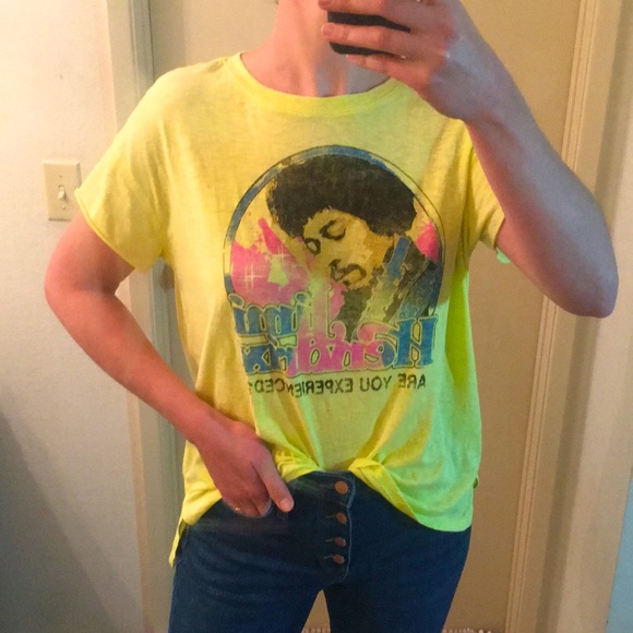 Jimi Hendrix Band Tee Size L Yelloe - Picture 1 of 5